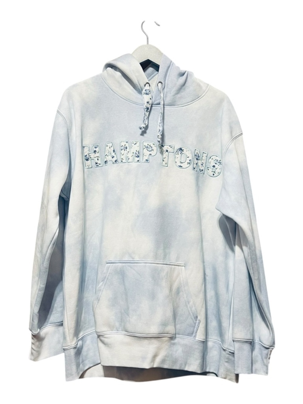 Ocean Drive Hamptons Floral Patch Hoodie Tie Dye Blue Pullover XL - Picture 2 of 6